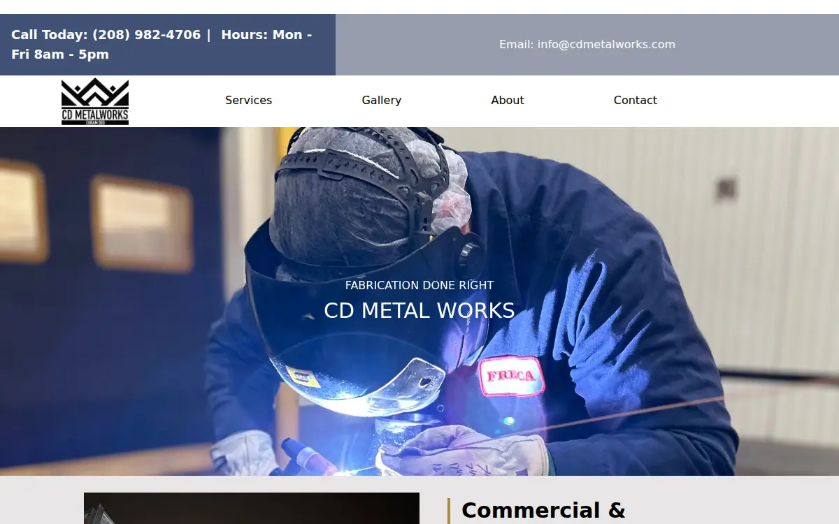 Homepage of Cd Metal Works, LLC