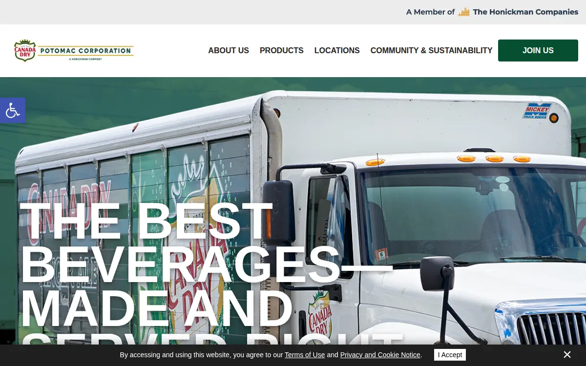 Homepage of Canada Dry Potomac Corporation