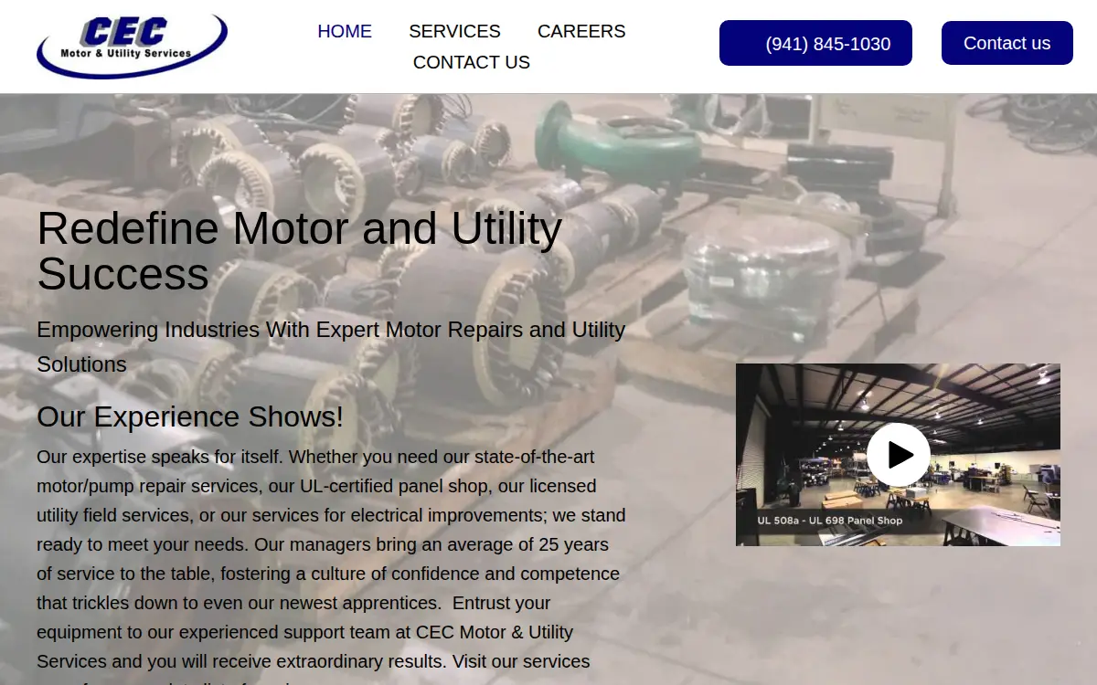 Homepage of Cec Motor & Utility Services LLC