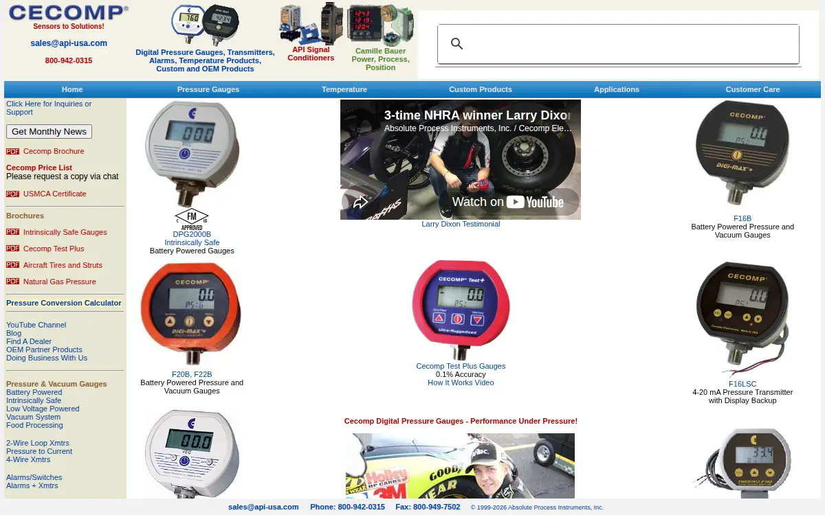 Homepage of Absolute Process Instruments INC