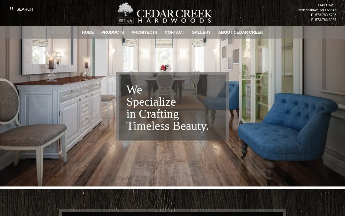 Homepage of Cedar Creek Hardwoods, INC.