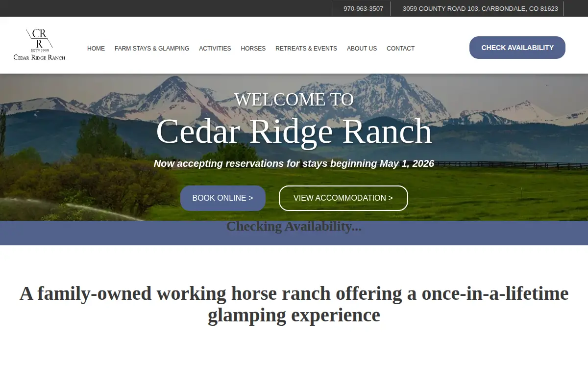 Homepage of Cedar Ridge Farm, L.l.c.