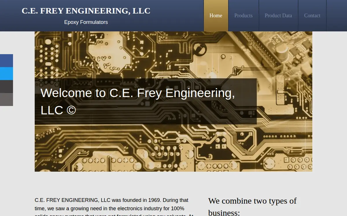 Homepage of C. E. Frey Engineering LLC