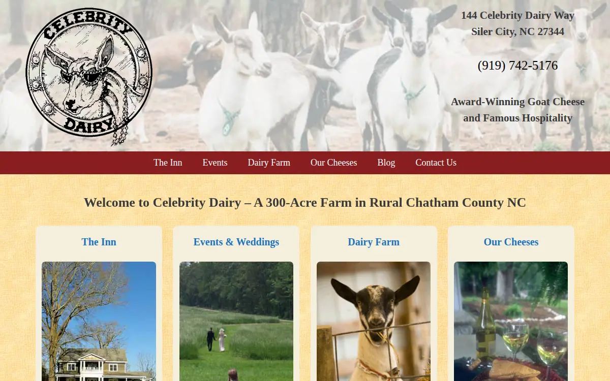 Homepage of Celebrity Dairy, LLC