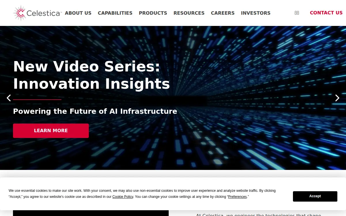 Homepage of Celestica LLC