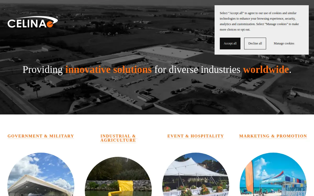 Homepage of Celina Enterprises LLC