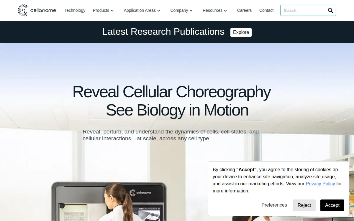 Homepage of Cellanome, INC.