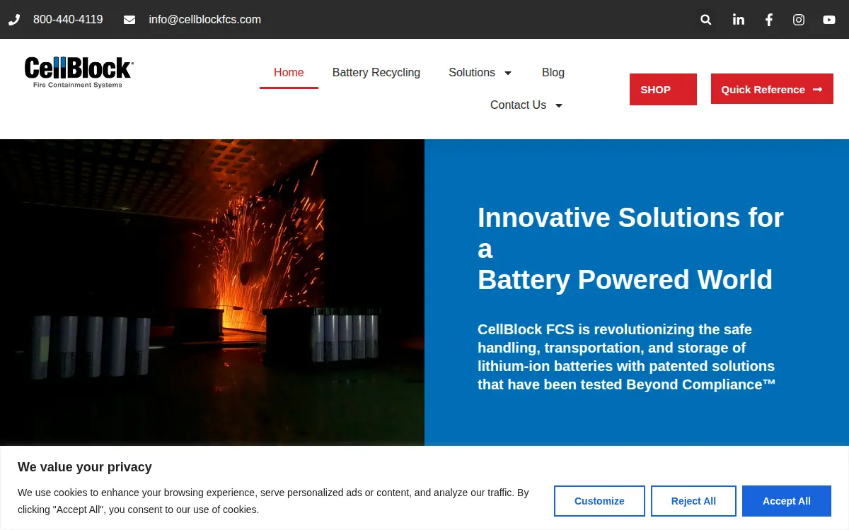 Homepage of Cellblock Fcs LLC
