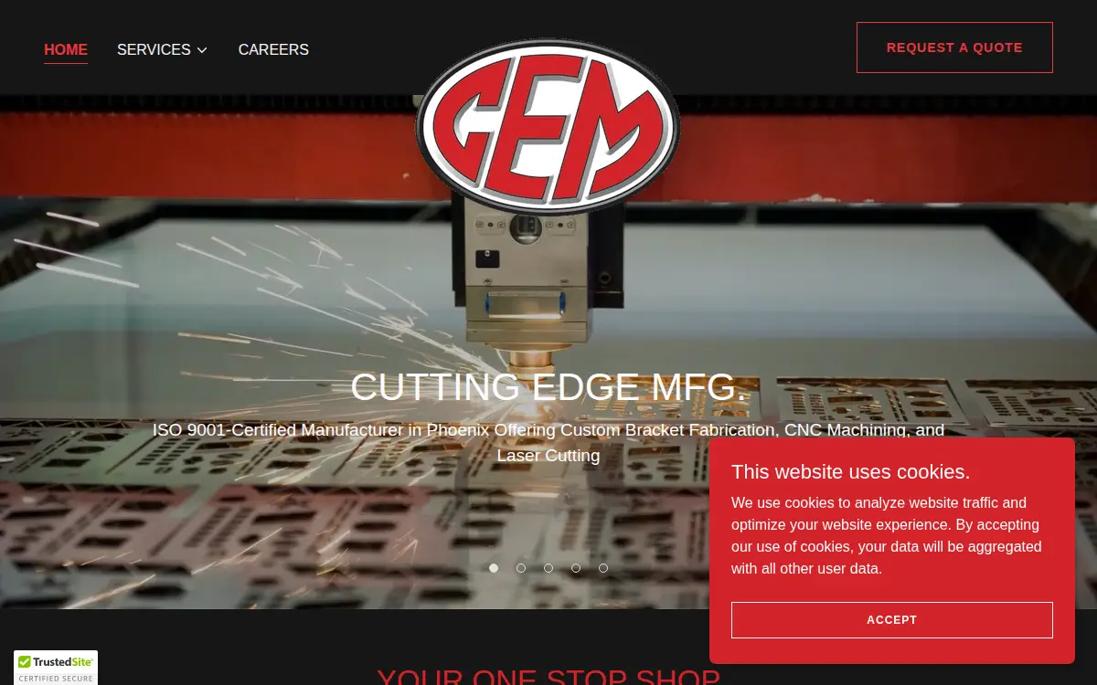 Homepage of Cutting Edge Mfg LLC