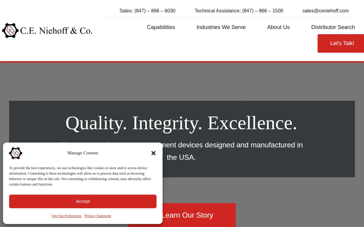 Homepage of C E Niehoff & CO