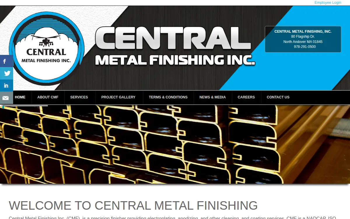 Homepage of Central Metal Finishing INC.