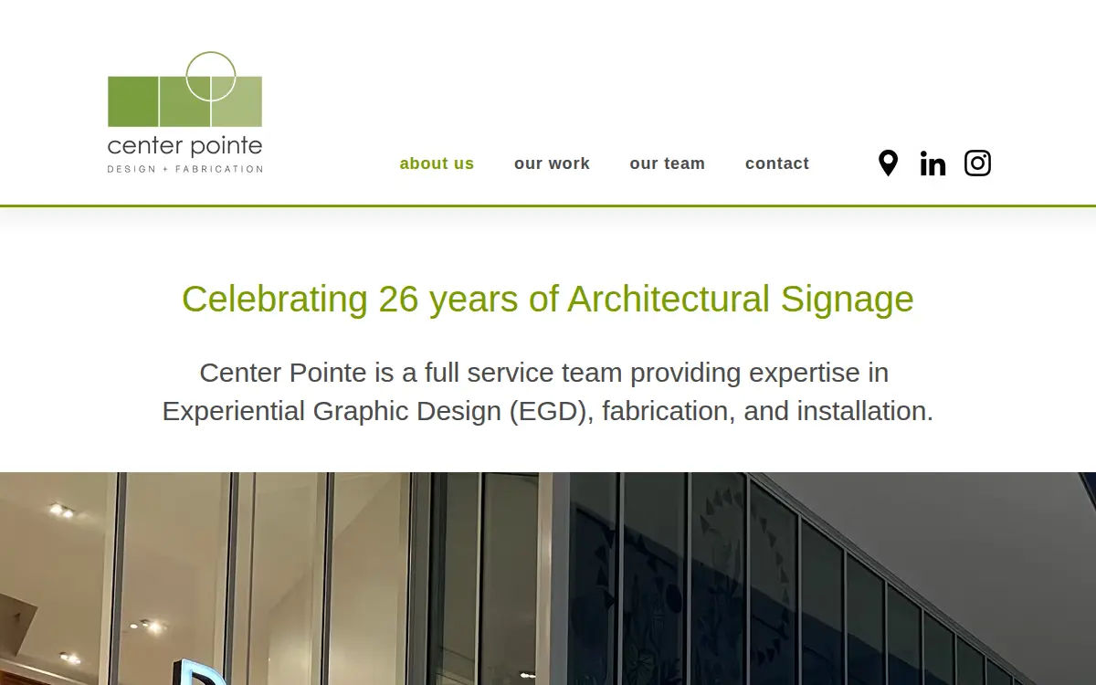 Homepage of Center Pointe Signs, INC.