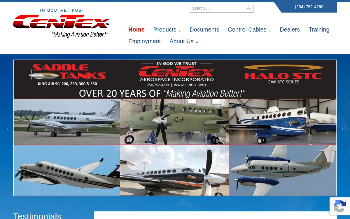 Homepage of Centex Aerospace, INC.