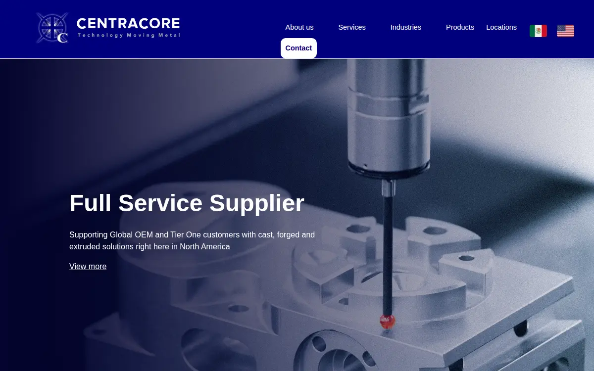 Homepage of Centracore, LLC