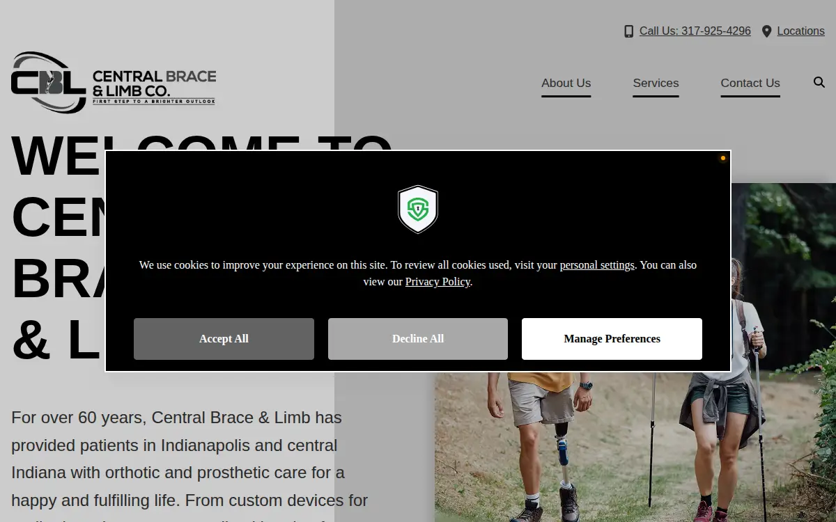 Homepage of Central Brace & Limb Co., INC.