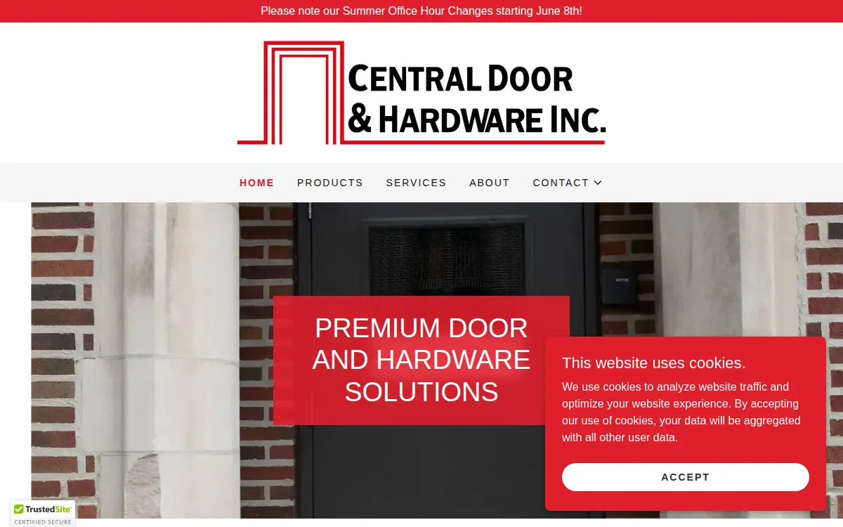 Homepage of Central Door & Hardware INC