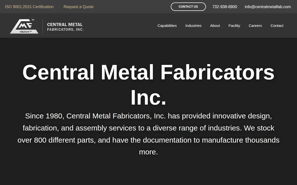 Homepage of Central Metal Fabricators INC