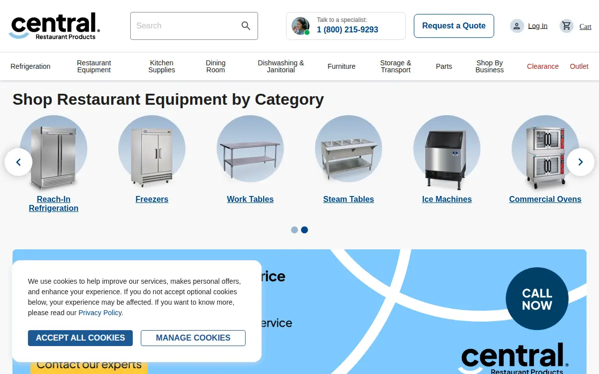 Homepage of Central Products LLC