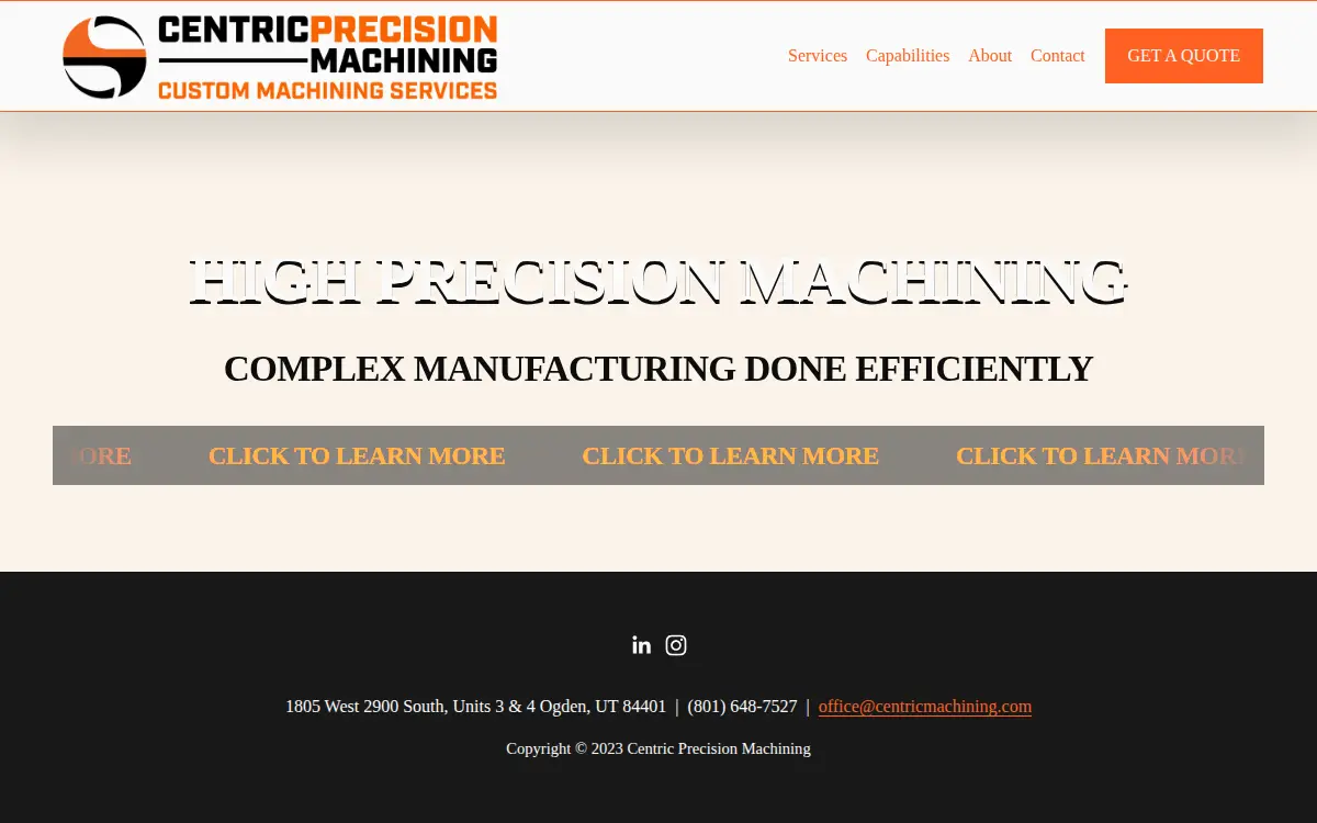 Homepage of Cutting Edge Precision, LLC