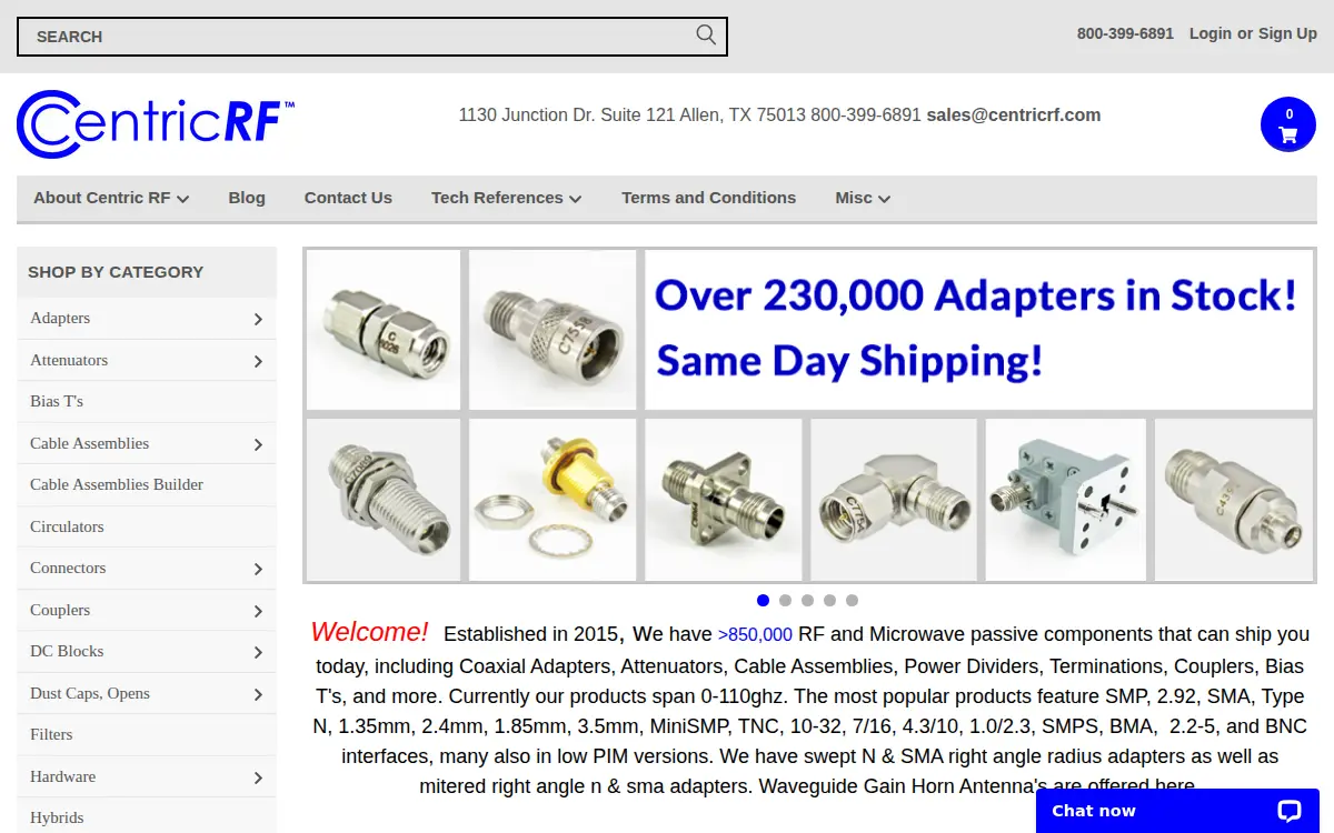 Homepage of Centric Rf, LLC
