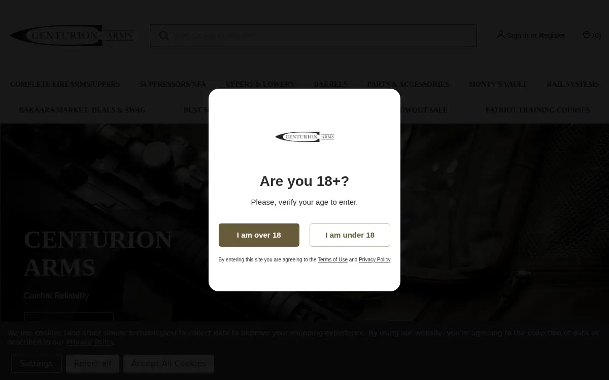 Homepage of Centurion Arms LLC