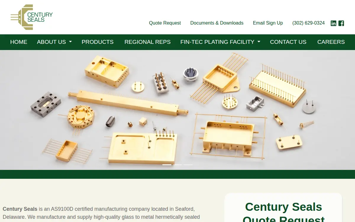 Homepage of Century Seals, INC.