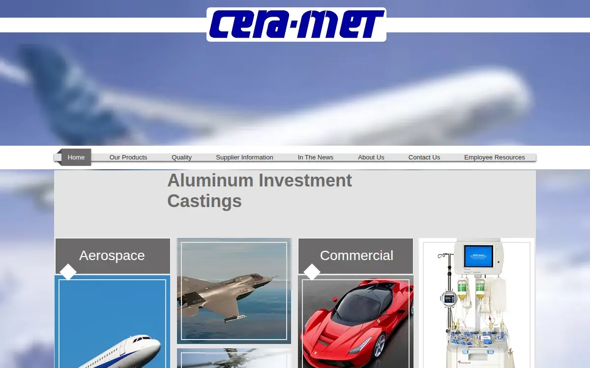 Homepage of Cera-met LLC