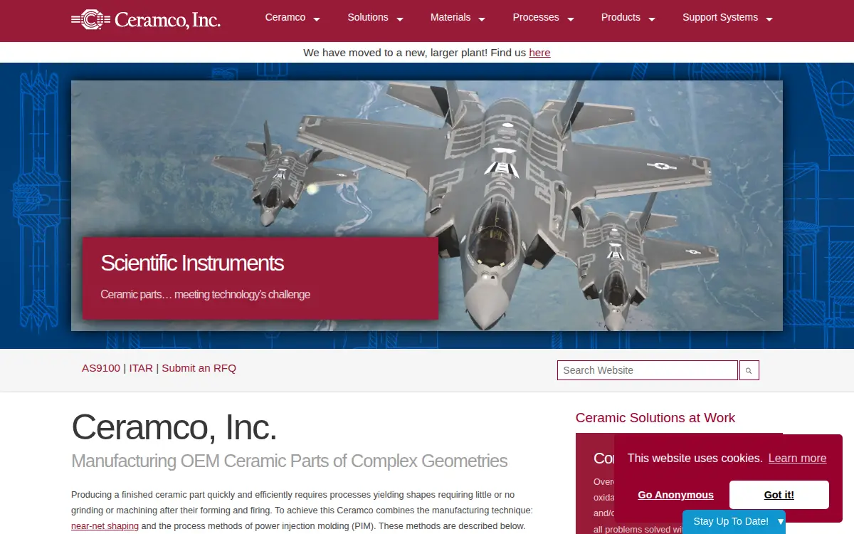 Homepage of Ceramco, INC