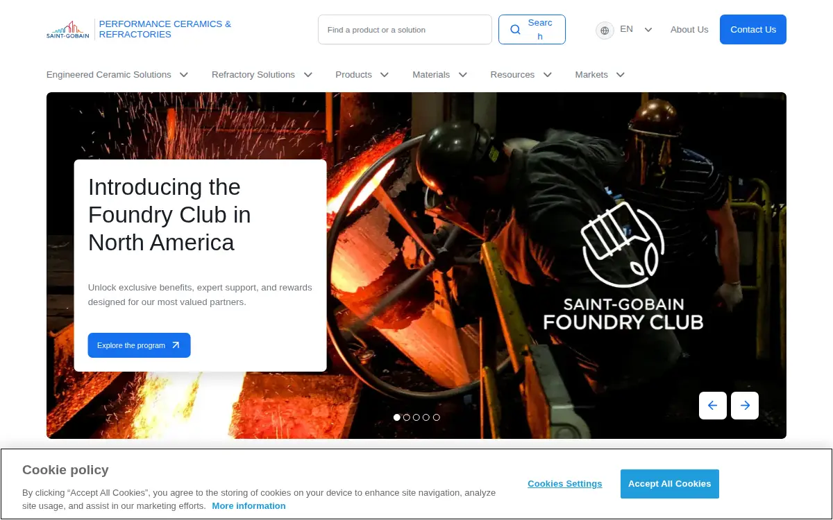 Homepage of Saint-gobain Ceramics & Plastics, INC.