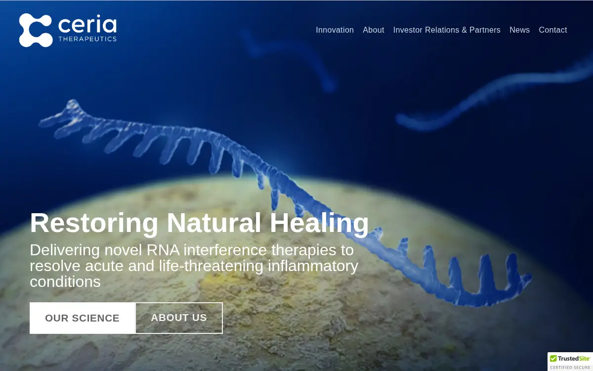 Homepage of Ceria Therapeutics INC