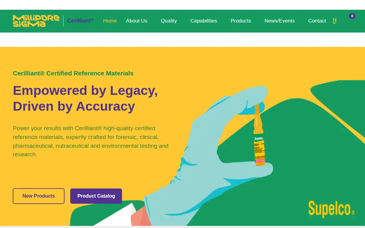 Homepage of Cerilliant Corporation