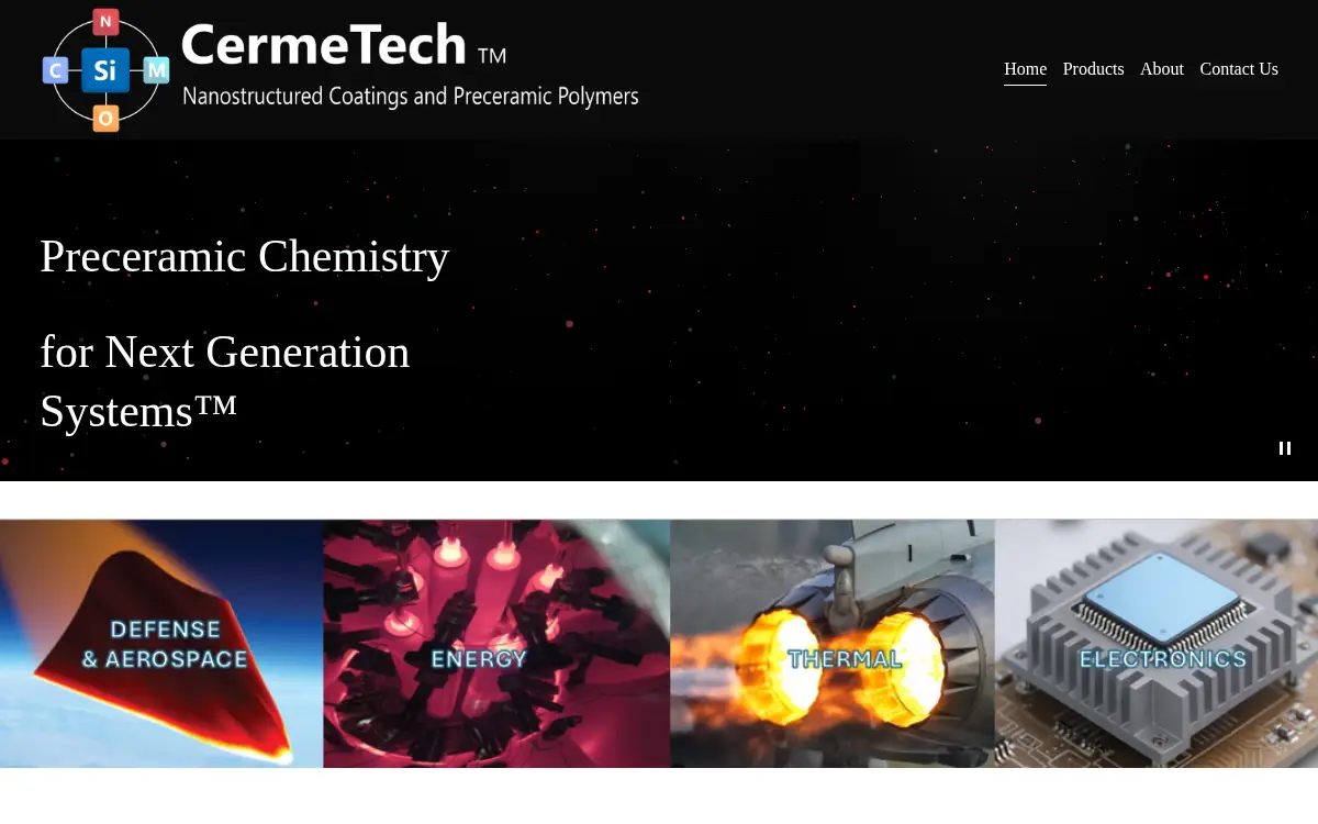 Homepage of Cermetech LLC