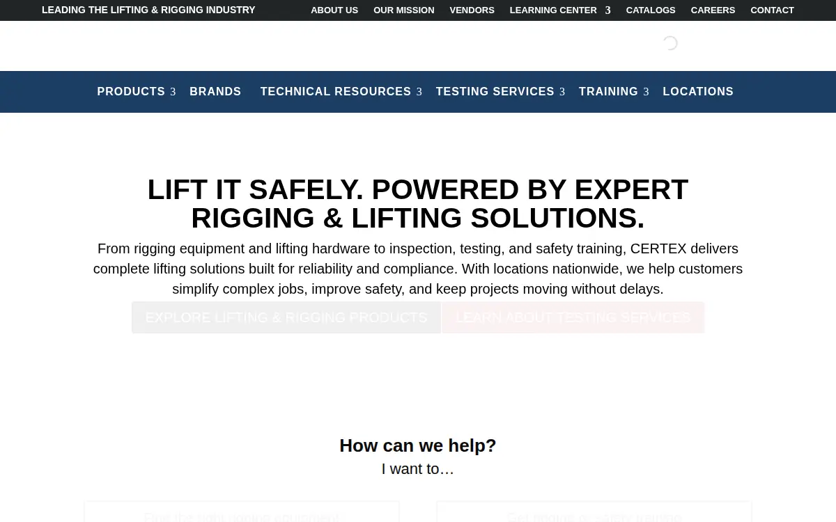 Homepage of Certex Usa, LLC