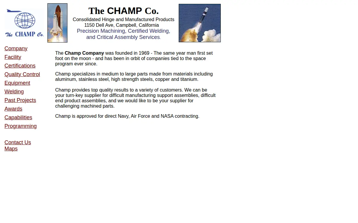 Homepage of Consolidated Hinge & Manufactured Products INC