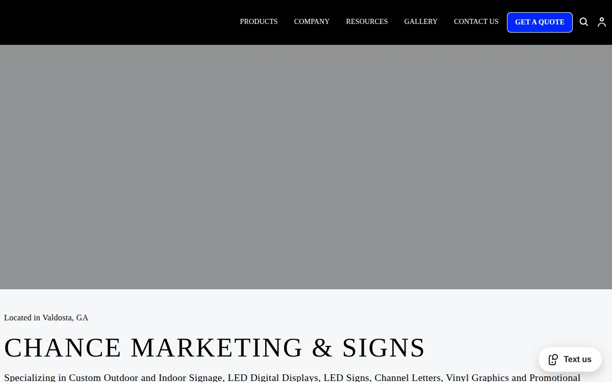 Homepage of Chance Marketing & Signs, LLC