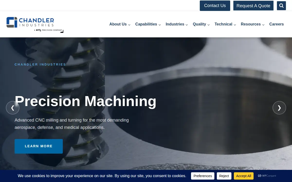 Homepage of Chandler Industries, INC.
