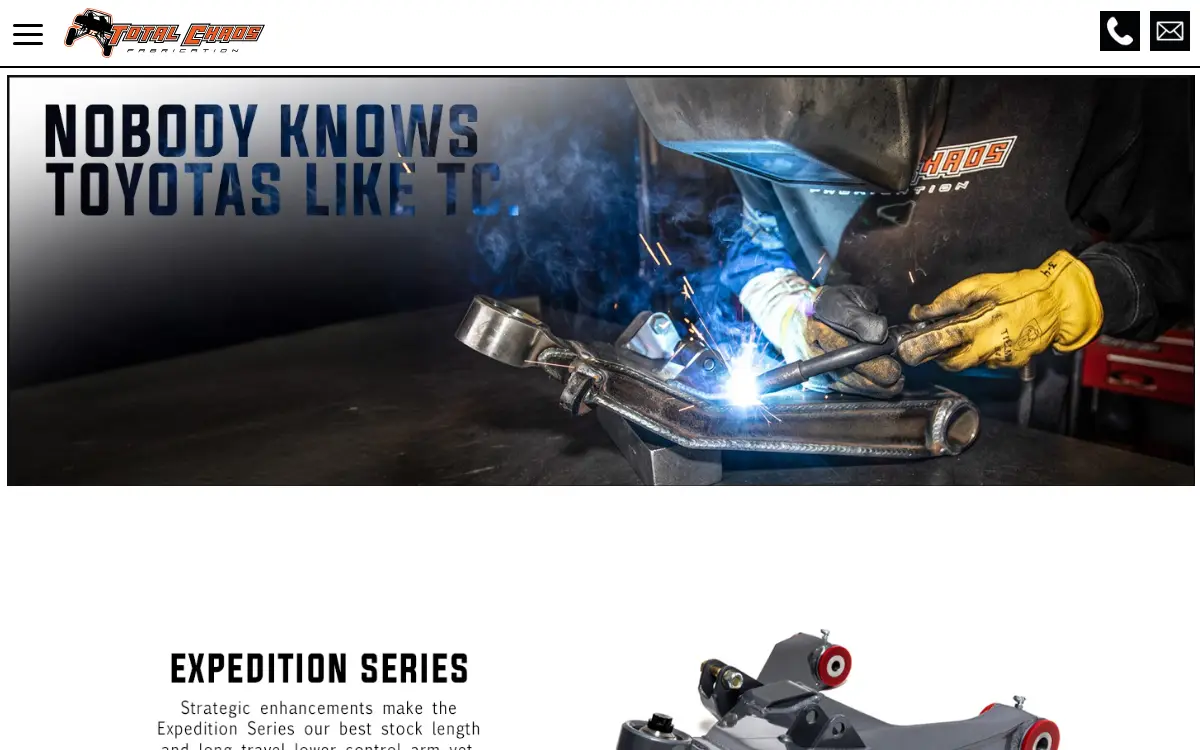 Homepage of Total Chaos Fabrication, INC.