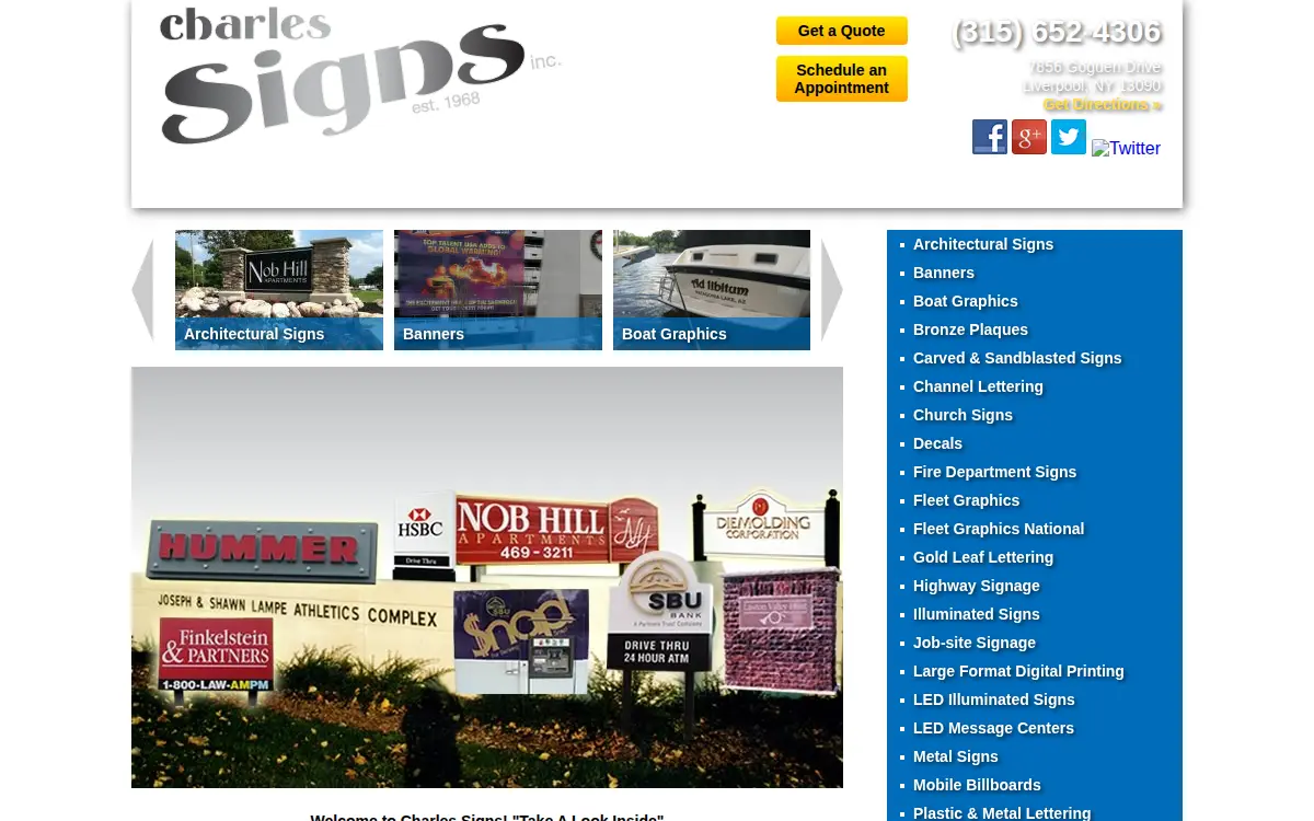 Homepage of Charles Signs INC