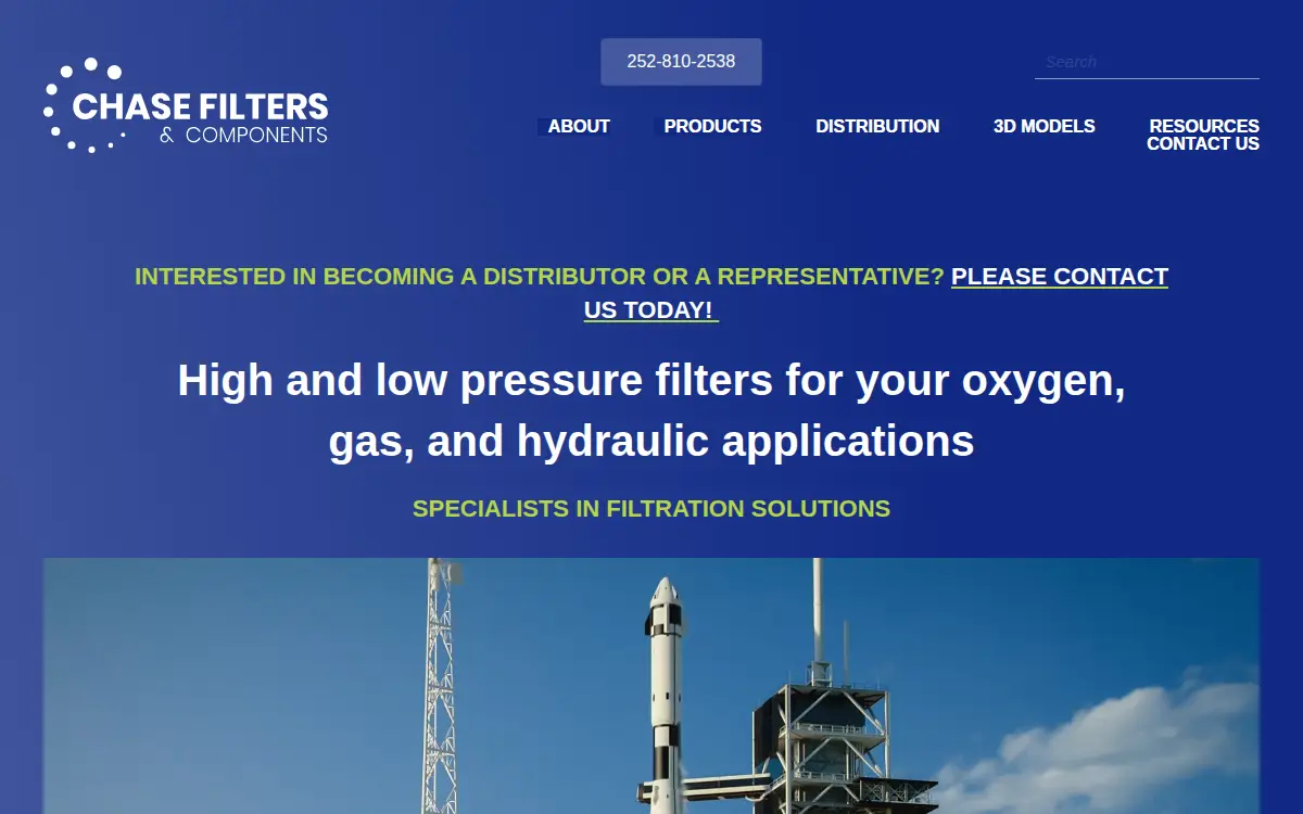 Homepage of Chase Filters & Components, LLC