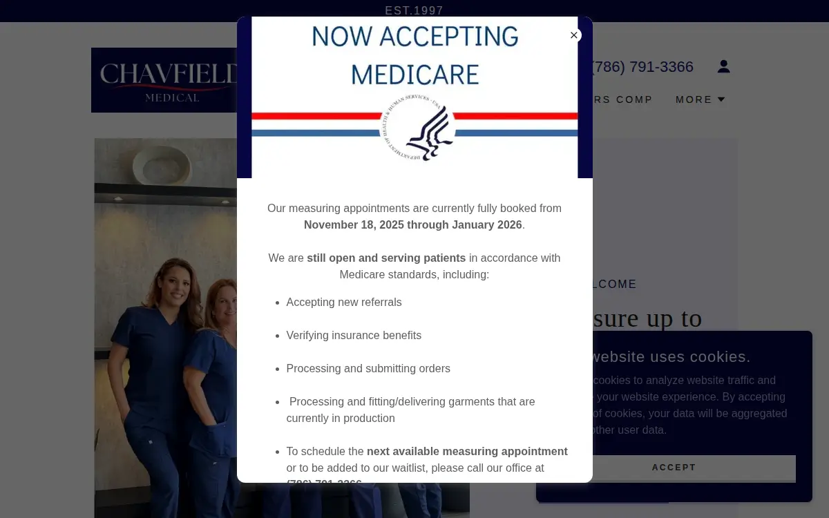Homepage of Chavfield Medical, INC.
