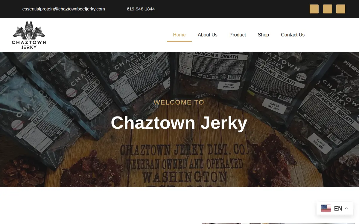 Homepage of Chaztown Jerky LLC