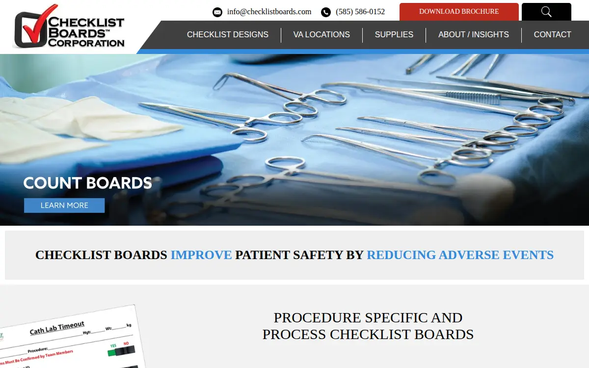 Homepage of Checklist Boards CORP