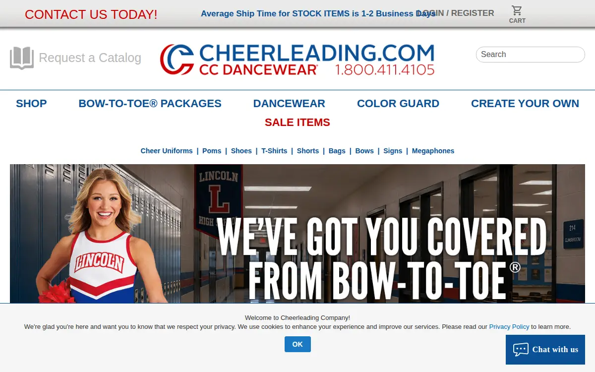 Homepage of Cheerleading Company, INC.