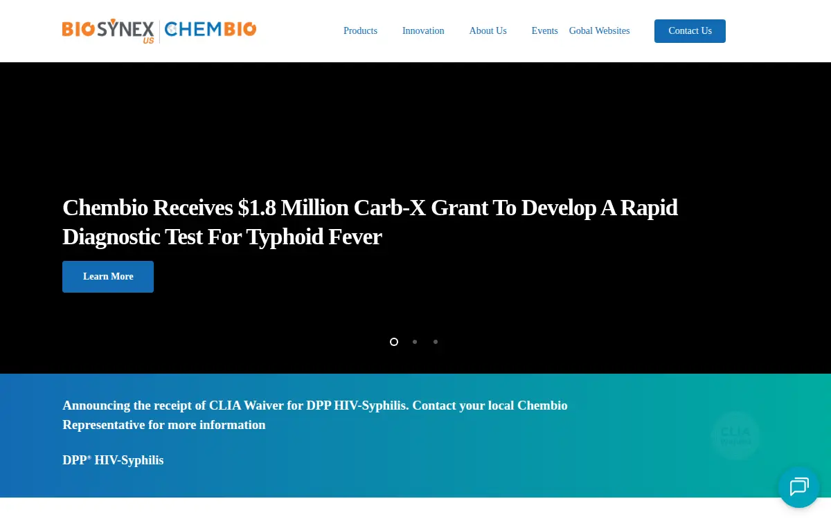 Homepage of Chembio Diagnostic Systems INC.
