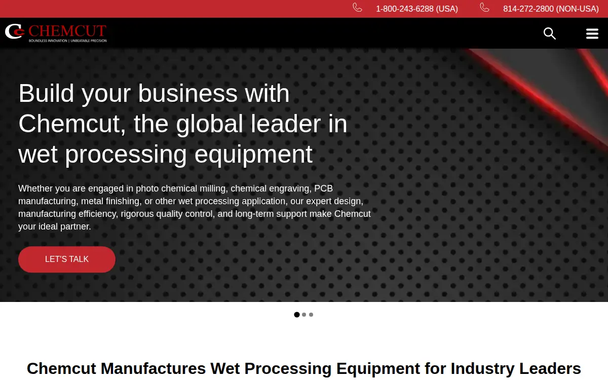 Homepage of Chemcut Holdings, LLC