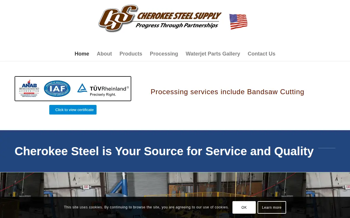 Homepage of Cherokee Steel Supply, INC.