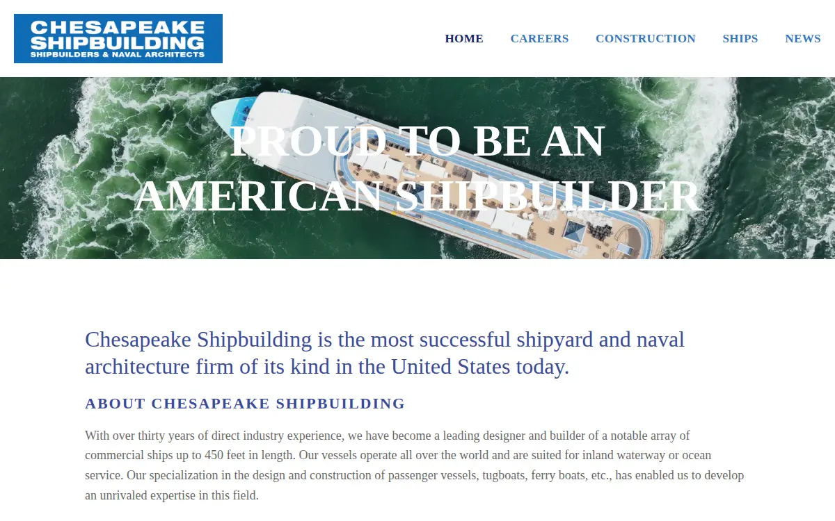 Homepage of Chesapeake Shipbuilding CORP.