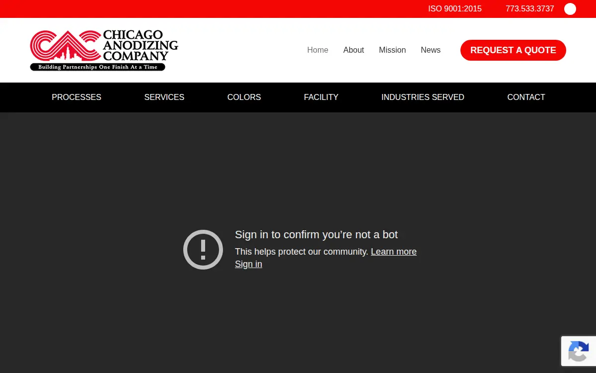Homepage of Chicago Anodizing CO