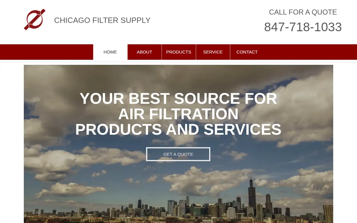 Homepage of Chicago Filter Supply, INC.