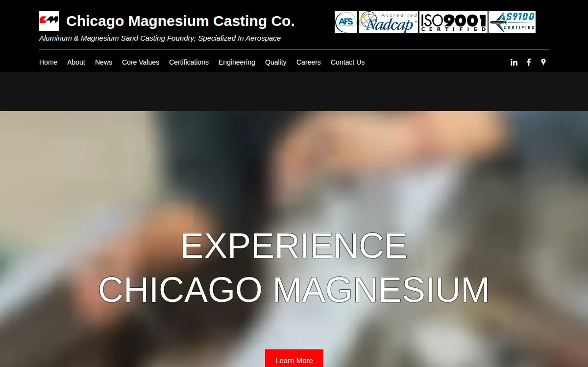 Homepage of Chicago Magnesium Casting CO
